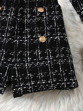 SHEIN طقم جاكيت وشورت بأكمام طويلة بطراز شيك حضري للفتيات المراهقات