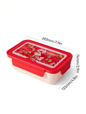 Strawberry Shortcake X SHEIN صندوق غداء للكبار والأطفال - 1100 مل محمول، خفيف الوزن، سهل الحمل مع ملعقة وشوكة، متين، مانع للتسرب