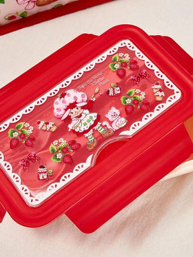 Strawberry Shortcake X SHEIN صندوق غداء للكبار والأطفال - 1100 مل محمول، خفيف الوزن، سهل الحمل مع ملعقة وشوكة، متين، مانع للتسرب