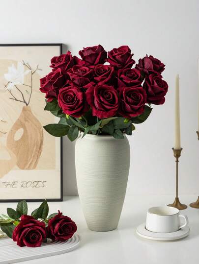 MEHELANY 1 قطعة وردة اصطناعية من الفلفل الأحمر بطول 50 سم، باقة عروس واقعية مزيفة، مناسبة لديكور الغرفة، ديكور هالوين، ديكور الزهور المزيفة، حفل الزفاف، ديكور المنزل، ديكور داخلي/خارجي، ترتيب المزهرية