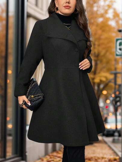 SHEIN Privé معطف أنثوي رمادي أنيق بتصميم غير متماثل من الخط A، مناسب للخروجات البسيطة والمناسبات الأنيقة في فصل الشتاء
