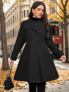SHEIN Privé معطف أنثوي رمادي أنيق بتصميم غير متماثل من الخط A، مناسب للخروجات البسيطة والمناسبات الأنيقة في فصل الشتاء
