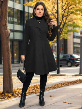SHEIN Privé معطف أنثوي رمادي أنيق بتصميم غير متماثل من الخط A، مناسب للخروجات البسيطة والمناسبات الأنيقة في فصل الشتاء