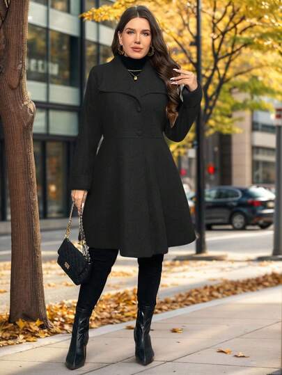 SHEIN Privé معطف أنثوي رمادي أنيق بتصميم غير متماثل من الخط A، مناسب للخروجات البسيطة والمناسبات الأنيقة في فصل الشتاء