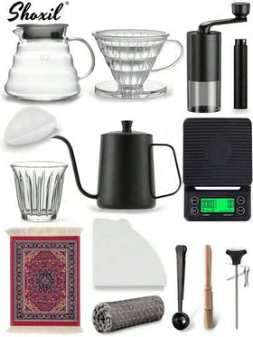 shoxil 3/14 قطعة طقم إبريق قهوة، طقم إبريق قهوة محمول، طقم صانع قهوة بالتنقيط، المقاس 02، طقم قهوة بالصب، طقم قهوة يدوي الصنع، طقم تنقيط قهوة V02، هدايا لحفلات الأعياد والمناسبات، طقم قهوة محمول للتخييم، أدوات وإكسسوارات قهوة للسفر