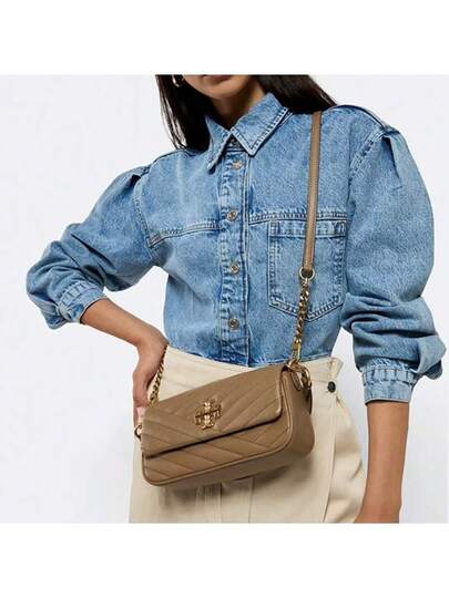 Tory Burch حقيبة كتف توري بورش كيرا الأيقونية ذات الشكل الهندسي المزدوج 90456
