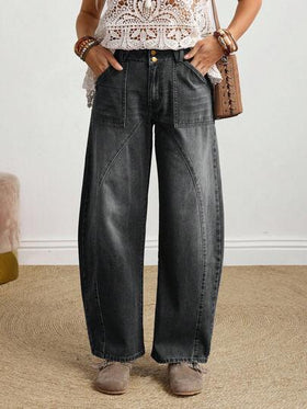 SHEIN Tall جينز جينز كاجوال يومي للنساء مع جيوب وأزرار