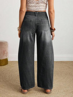 SHEIN Tall جينز جينز كاجوال يومي للنساء مع جيوب وأزرار