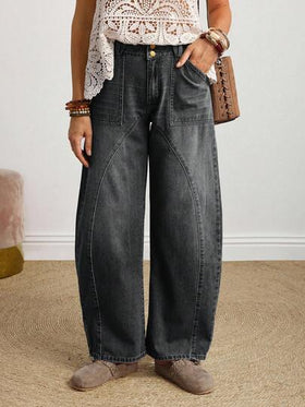 SHEIN Tall جينز جينز كاجوال يومي للنساء مع جيوب وأزرار