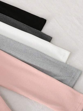 SHEIN قمصان داخلية طويلة الأكمام محبوكة بألوان سادة مرنة للفتيات المراهقات، مناسبة للارتداء اليومي والمدرسي في فصلي الخريف والشتاء، ضرورية وعملية، تناسب الأم والابنة
