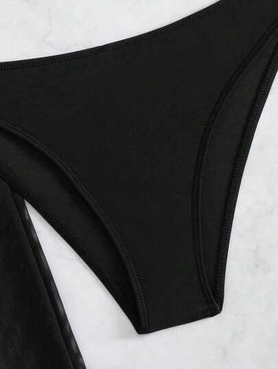 SHEIN Swim ملابس سباحة بيكيني صدري بسيط سروال بالغطاء