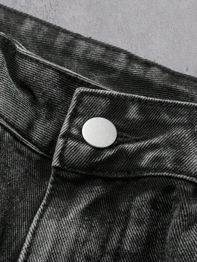 Manfinity Denimwave بنطلون جينز رجالي كاجوال ممزق مهترئ الحافة باللونين الأسود والرمادي، هدية عيد مثالية للحبيب والزوج