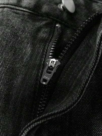 Manfinity Denimwave بنطلون جينز رجالي كاجوال ممزق مهترئ الحافة باللونين الأسود والرمادي، هدية عيد مثالية للحبيب والزوج