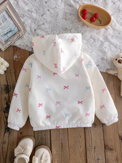 Elladie kids 1 قطعة جاكيت كاجوال مبطنة حرارياً بطبعة فراشة للفتاة الصغيرة باللون المشمشي، مناسبة للارتداء اليومي في المدرسة الابتدائية، تصميم أكمام طويلة، بطراز أكاديمي حلو، يمكن ارتداؤها كملابس خارجية أو قميص، مناسبة للخريف/الشتاء