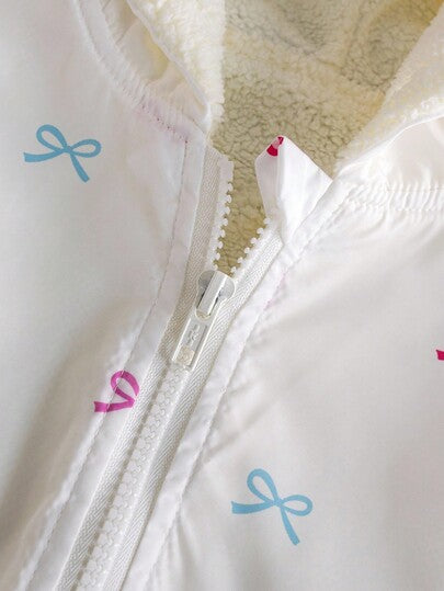 Elladie kids 1 قطعة جاكيت كاجوال مبطنة حرارياً بطبعة فراشة للفتاة الصغيرة باللون المشمشي، مناسبة للارتداء اليومي في المدرسة الابتدائية، تصميم أكمام طويلة، بطراز أكاديمي حلو، يمكن ارتداؤها كملابس خارجية أو قميص، مناسبة للخريف/الشتاء
