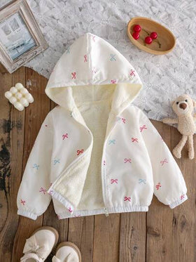 Elladie kids 1 قطعة جاكيت كاجوال مبطنة حرارياً بطبعة فراشة للفتاة الصغيرة باللون المشمشي، مناسبة للارتداء اليومي في المدرسة الابتدائية، تصميم أكمام طويلة، بطراز أكاديمي حلو، يمكن ارتداؤها كملابس خارجية أو قميص، مناسبة للخريف/الشتاء