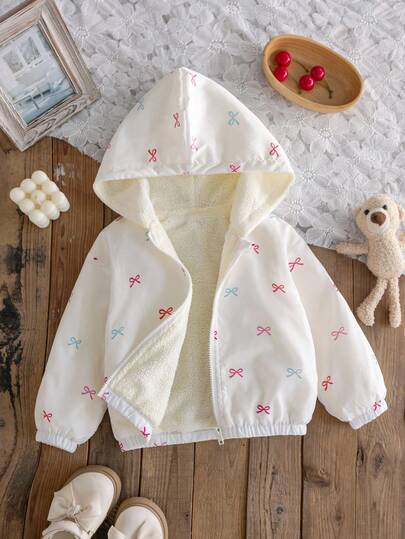 Elladie kids 1 قطعة جاكيت كاجوال مبطنة حرارياً بطبعة فراشة للفتاة الصغيرة باللون المشمشي، مناسبة للارتداء اليومي في المدرسة الابتدائية، تصميم أكمام طويلة، بطراز أكاديمي حلو، يمكن ارتداؤها كملابس خارجية أو قميص، مناسبة للخريف/الشتاء