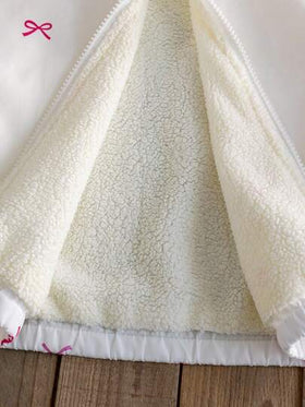 Elladie kids 1 قطعة جاكيت كاجوال مبطنة حرارياً بطبعة فراشة للفتاة الصغيرة باللون المشمشي، مناسبة للارتداء اليومي في المدرسة الابتدائية، تصميم أكمام طويلة، بطراز أكاديمي حلو، يمكن ارتداؤها كملابس خارجية أو قميص، مناسبة للخريف/الشتاء