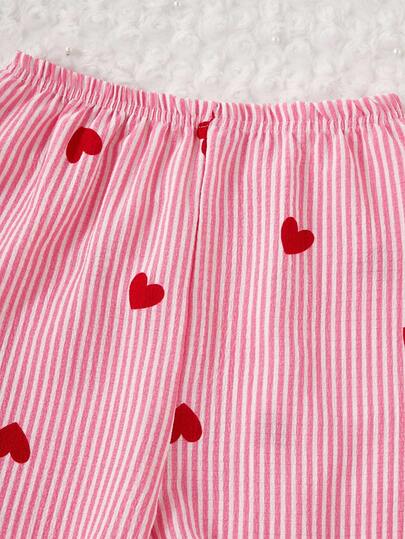Genkimix Kids بيجامة طالبة، بنطلون طويل وبلوزة كم طويل كاجوال مطبوع بالكرز، طقم قطعتين للفتيات