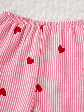 Genkimix Kids بيجامة طالبة، بنطلون طويل وبلوزة كم طويل كاجوال مطبوع بالكرز، طقم قطعتين للفتيات