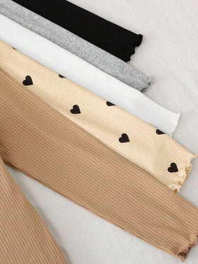 SHEIN قمصان داخلية طويلة الأكمام محبوكة بخامة مرنة ذات لون أحادي للفتيات المراهقات، مناسبة للارتداء اليومي والمدرسي في فصلي الخريف والشتاء، ضرورية وعملية، تناسب الأم والابنة