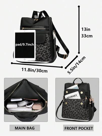 حقيبة ظهر نايلون مزخرفة بطبعة نمر وشرابات مضادة للسرقة للنساء، حقيبة يومية متعددة الوظائف وأنيقة، حقيبة سفر خفيفة الوزن متعددة الجيوب ذات سعة كبيرة، حقيبة مدرسية بسيطة مناسبة للطلاب والممرضات والمعلمين والأعمال التجارية والسفر والعطلات والرحلات العمل والت