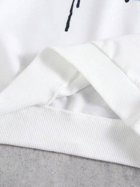 SHEIN مجموعة طفل ولد 2 قطعة، بلوزة كنزة طويلة الأكمام محبوكة مع طباعة الغرافيتي للمظهر، بنطلون جوجر بخصر مطاطي مريح، مناسب للأطفال من 0-3 سنوات، مثالي للمناسبات الخريفية مثل العطلات والاستخدام اليومي