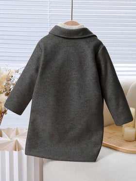 Elladie kids معطف فضفاض بأكمام طويلة ربلة ملابس كاجوال بسيطة، لون أحادي، خريف/شتاء