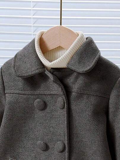 Elladie kids معطف فضفاض بأكمام طويلة ربلة ملابس كاجوال بسيطة، لون أحادي، خريف/شتاء
