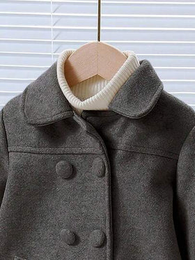 Elladie kids معطف فضفاض بأكمام طويلة ربلة ملابس كاجوال بسيطة، لون أحادي، خريف/شتاء