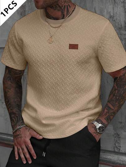 Manfinity CasualCool قميص تي شيرت قصير الأكمام بياقة مزخرفة للرجال، هدية رائعة للحبيب أو الزوج، مناسب للارتداء اليومي الكاجوال في الصيف، مناسب للعطلات الساحلية، عنصر أنيق ومتعدد الاستخدامات