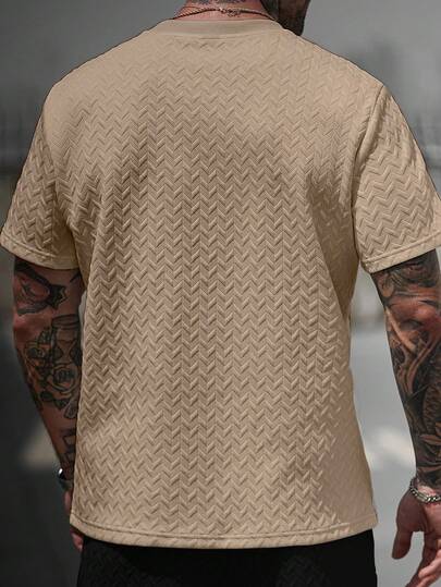 Manfinity CasualCool قميص تي شيرت قصير الأكمام بياقة مزخرفة للرجال، هدية رائعة للحبيب أو الزوج، مناسب للارتداء اليومي الكاجوال في الصيف، مناسب للعطلات الساحلية، عنصر أنيق ومتعدد الاستخدامات