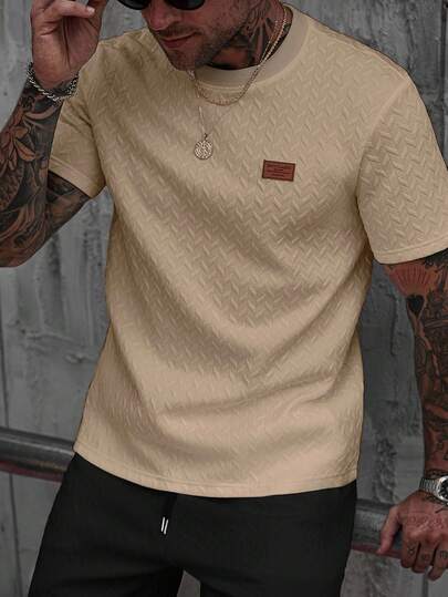 Manfinity CasualCool قميص تي شيرت قصير الأكمام بياقة مزخرفة للرجال، هدية رائعة للحبيب أو الزوج، مناسب للارتداء اليومي الكاجوال في الصيف، مناسب للعطلات الساحلية، عنصر أنيق ومتعدد الاستخدامات