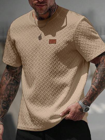 Manfinity CasualCool قميص تي شيرت قصير الأكمام بياقة مزخرفة للرجال، هدية رائعة للحبيب أو الزوج، مناسب للارتداء اليومي الكاجوال في الصيف، مناسب للعطلات الساحلية، عنصر أنيق ومتعدد الاستخدامات