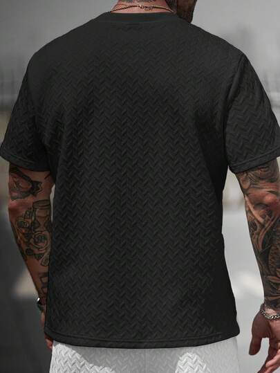 Manfinity CasualCool قميص تي شيرت قصير الأكمام بياقة مزخرفة للرجال، هدية رائعة للحبيب أو الزوج، مناسب للارتداء اليومي الكاجوال في الصيف، مناسب للعطلات الساحلية، أنيق ومتعدد الاستخدامات