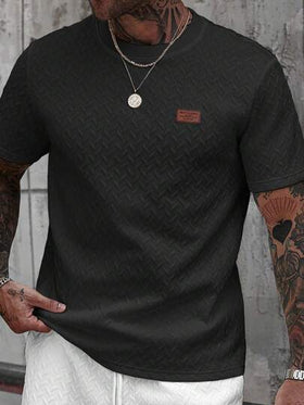 Manfinity CasualCool قميص تي شيرت قصير الأكمام بياقة مزخرفة للرجال، هدية رائعة للحبيب أو الزوج، مناسب للارتداء اليومي الكاجوال في الصيف، مناسب للعطلات الساحلية، أنيق ومتعدد الاستخدامات