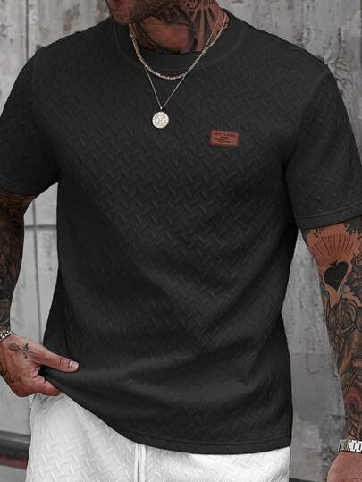 Manfinity CasualCool قميص تي شيرت قصير الأكمام بياقة مزخرفة للرجال، هدية رائعة للحبيب أو الزوج، مناسب للارتداء اليومي الكاجوال في الصيف، مناسب للعطلات الساحلية، أنيق ومتعدد الاستخدامات