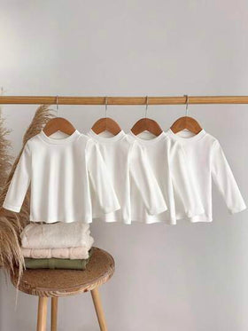 SHEIN 4 قطع طقم ملابس طفل حديث الولادة ذكر، ناعم ومريح من الفليس بأكمام طويلة، مناسب للخريف والشتاء