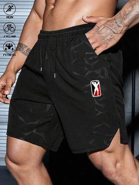 Manfinity Sport Corelite شورت رياضي صيفي للرجال بخصر قابل للسحب بجيوب وطبعات جرافيكية