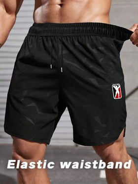 Manfinity Sport Corelite شورت رياضي صيفي للرجال بخصر قابل للسحب بجيوب وطبعات جرافيكية