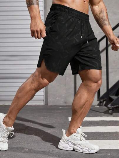 Manfinity Sport Corelite شورت رياضي صيفي للرجال بخصر قابل للسحب بجيوب وطبعات جرافيكية
