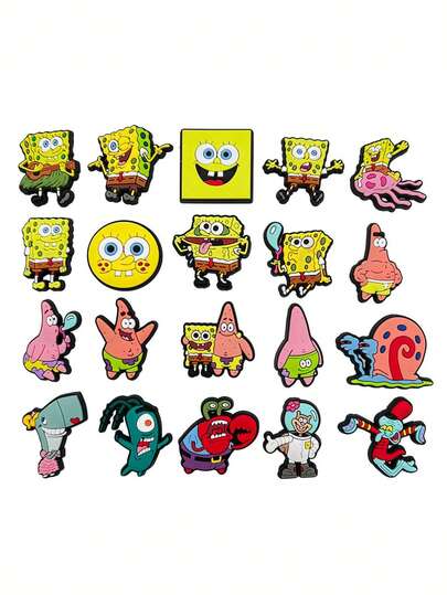 SpongeBob SquarePants 5/10/20 قطعة من ديكورات حفلة عيد ميلاد بموضوع سبونج بوب، تميمات أحذية مفرغة، أحذية مفرغة، إكسسوارات أحذية مفرغة، ديكورات أحذية مطاطية ناعمة، تشمل باتريك ستار، غاري القوقعة، شيلدون جيه بلانكتون، ساندي تشيكس، مناسبة لعيد الميلاد، هدايا