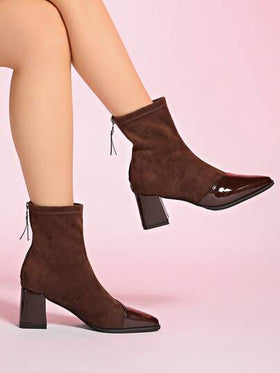 بوت الكاحل النسائية الرشيقة لربيع/خريف 2025، بوت الكاحل ذات الأصابع المدببة الأنيقة على الطراز الفرنسي