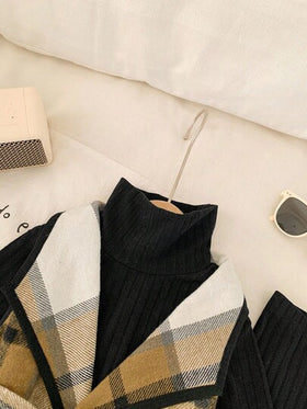 SHEIN 5 قطعة/مجموعة ملابس بناتية رضع - جاكيت مربع، توب أساسي، وبنطلون لارتداء اليومي أو الحفلات أو العطلات أو عيد الميلاد