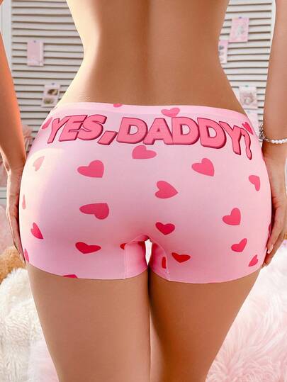 PetitDoll سروال داخلي قصير للنساء مطبوع عليه كلمات إنجليزية إغرائية
