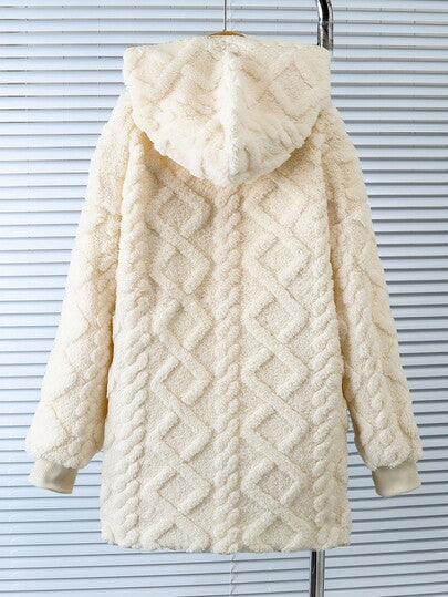 SHEIN Sparklyn معطف هوديي طويل الأكمام بخصر متوسط على شكل حرف A لون سادة مناسب للخروج والارتداء المنزلي للفتيات المراهقات، خريف/شتاء