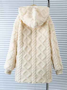 SHEIN Sparklyn معطف هوديي طويل الأكمام بخصر متوسط على شكل حرف A لون سادة مناسب للخروج والارتداء المنزلي للفتيات المراهقات، خريف/شتاء