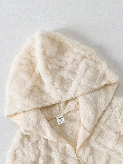 SHEIN Sparklyn معطف هوديي طويل الأكمام بخصر متوسط على شكل حرف A لون سادة مناسب للخروج والارتداء المنزلي للفتيات المراهقات، خريف/شتاء