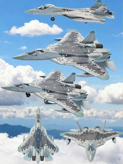 طقم نموذج بلاستيكي للطائرة والدبابة المصغرة، طائرة مقاتلة SU-57، دبابة M1A2، دبابة T-14 Leopard، لعبة هدية للأولاد في عودة إلى المدرسة، هدية عيد ميلاد، مجموعة كتل بناء