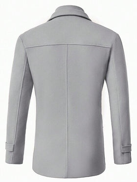 Manfinity Homme بدلة رجالية كاجوال أنيقة طويلة الأكمام ذات ياقة صدر، بلون أساسي، مناسبة للخريف والشتاء، باللون الرمادي، بدلة فاخرة للرجال